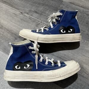 Converse x Comme des Garcons Play Blue High Top Sneakers Shoes Mens 6 / Womens 8